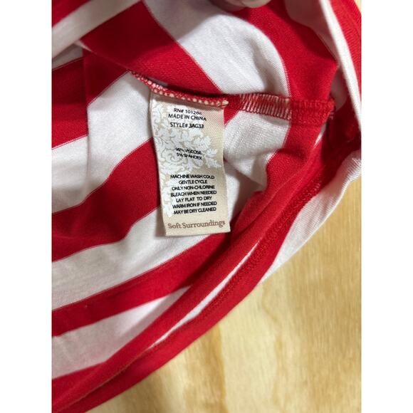 Soft Surroundings Women’s Top Size PM Red & White Stripe Tie Sleeve Soft Knit - Picture 6 of 7